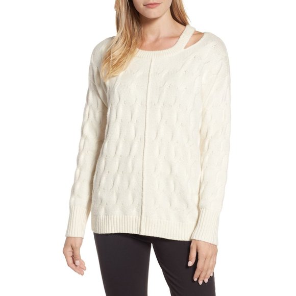 NWT Large Vince Camuto Keyhole Neck Cable Sweater - Picture 1 of 6